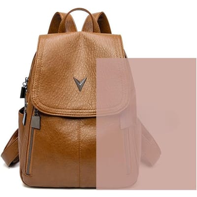 Lente en Zomer Litchi Patroon Rugzak, Dames Anti-diefstal Rugzak, Reisrugzak met Grote Capaciteit en Meerdere Doeleinden van Zacht Leer, Casual beige