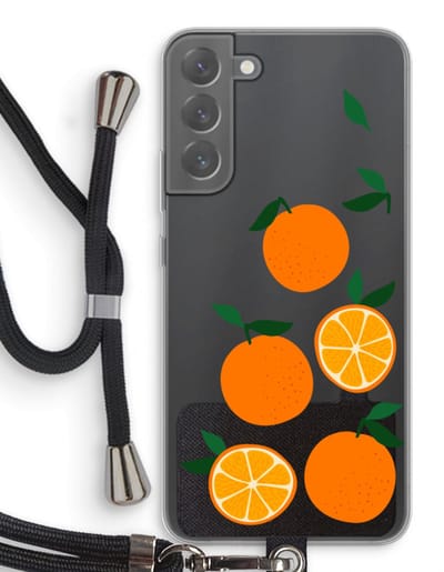 Case Company® - Hoesje met koord geschikt voor Samsung Galaxy S22 Plus hoesje met Koord - Will you be my clementine - Telefoonhoesje met Zwart Koord - Bescherming aan alle Kanten en Over de Schermrand