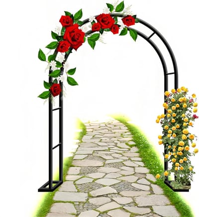 Tuinprieel - Rozenboog - Decoratieve Tuin - Versterkte Stalen Buizen - 80x200cm - Zwart