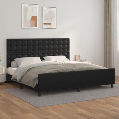 vidaXL - Bedframe - met - hoofdeinde - kunstleer - zwart - 200x200 - cm