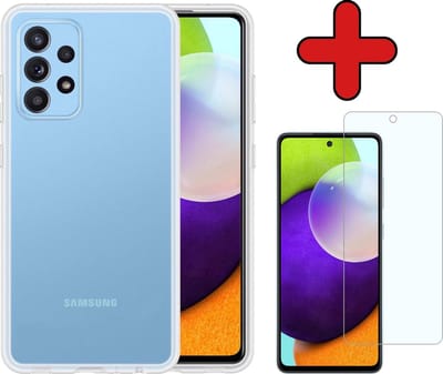 Hoesje - Met Screenprotector - Geschikt voor Samsung Galaxy A52 - Sterk & Shockproof - Telefoon Hoes - Back Cover - Siliconen Case - Telefoonhoes - Transparant