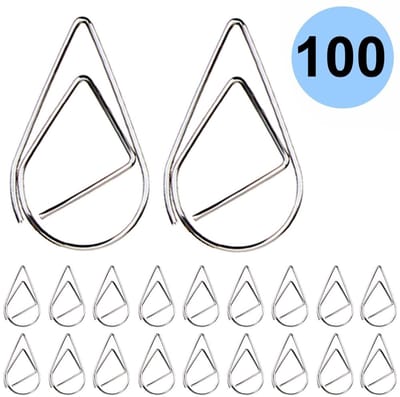 Fako Bijoux - 100x Paperclip Druppel Zilver - Druppelvormige Zilverkleurige Paperclips - Clip Waterdrop Zilver - Sluitclip - Paperclip - Papierklem - Cadeauverpakking - Trouwen - Geboorte - 2.5cm - 100 Stuks