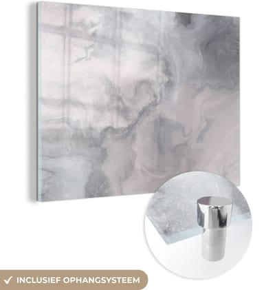 MuchoWow® Glasschilderij 120x90 cm - Schilderij acrylglas - Wolken - Abstract - Verf - Foto op glas - Schilderijen