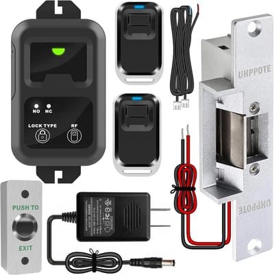 Elektrische Deuropener Kit - Draadloze Toegangscontrole - Veilig Toegangsbeheer - Instelbare Ontgrendeltijd - 15cm Lengte - Zilver