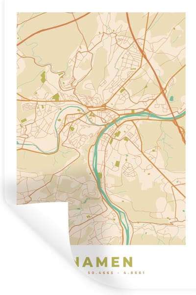 Muurstickers - Sticker Folie - Kaart - Plattegrond - Stadskaart - België - Namen - 20x30 cm - Plakfolie - Muurstickers Kinderkamer - Zelfklevend Behang - Zelfklevend behangpapier - Stickerfolie