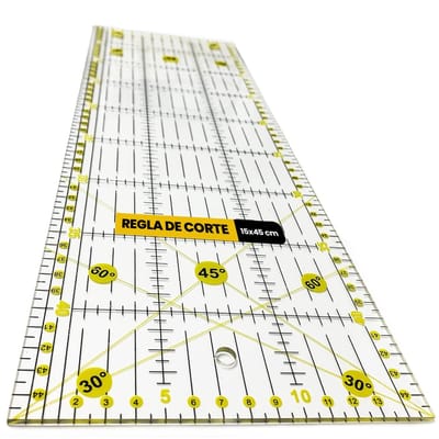 Dailygoods- Patchwork Liniaal 15 x 45 cm - Duurzaam Acryl - Transparant - Snijden - Quilten - Geel Raster - Nauwkeurige Markeringen - Snijliniaal