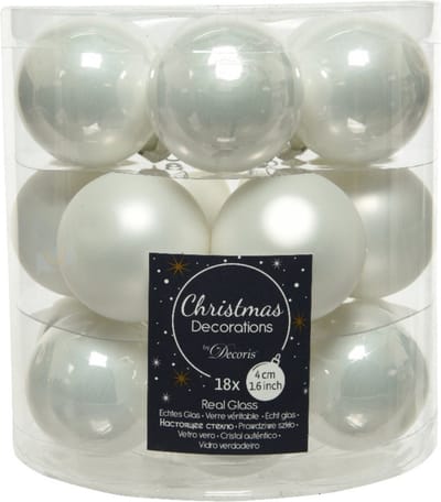 Decoris Kleine kerstballen - 18x st - wit - D4 cm - glas - kerstversiering