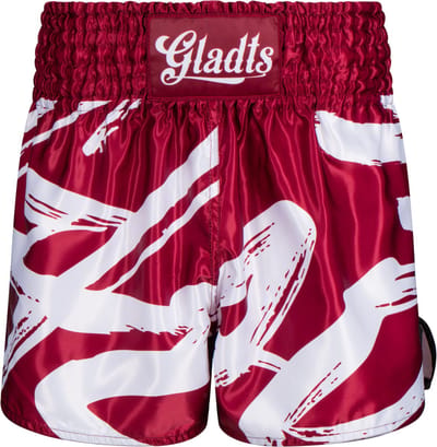 Gladts "Gladion" – Kickboksbroekje / Fightshort – Maat M – Heren & Dames – MMA & Boksen – Training & Wedstrijden – Bordeauxrood / Wit
