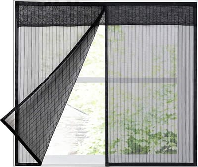 Klamboe voor ramen, magnetisch raammuggennet, vliegengaas met Magic Tape muggenbescherming, zwart, 80 x 120 cm
