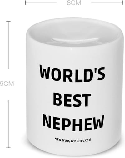 Akyol - world's best nephew it's true we checked Spaarpot - Neef - werelds beste neef - verjaardag - cadeautje voor neef - neef artikelen - kado - geschenk - 350 ML inhoud