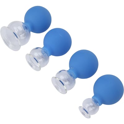 Glazen Cupping Set Professionele Siliconen Chinese Massage Therapie Cupping Cups voor Lichaam Gezicht Been white