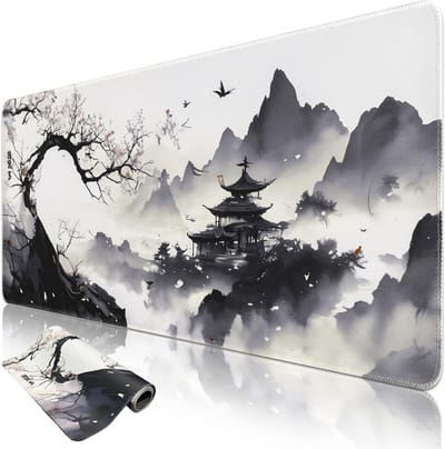 Grote Gaming Muismat met Inktstijl 120x60 cm, Antislip Rubber Ondergrond voor Desk Setup