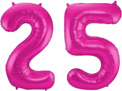 25 jaar verjaardag - Folie ballon cijfers - roze - 88 cm - versiering - feestartikelen