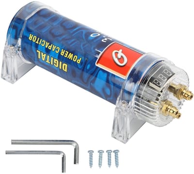 Dailygoods - Universele Autocondensator - Vermogenscondensator - Blauw - 12V-16V - Digitale Spanningsweergave - Geschikt voor Auto - Capaciteit 3 Farad