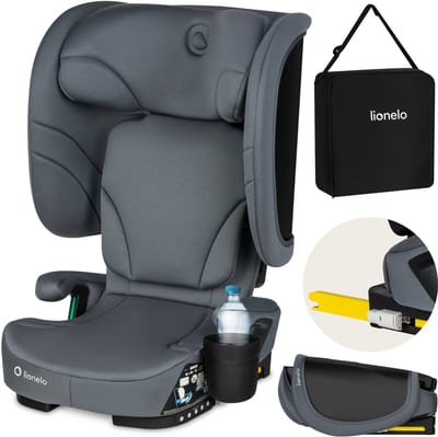 Lionelo Orin Autostoel ISOFIX - Opvouwbaar Autostoeltje 100-150 cm (3,5-12 jaar / 15 tot 36 kg / Groep 2 3) – 14-standen Hoofdsteun – 4-standen Rugleuning – Licht & Compact – Inclusief Bekerhouder & Transporttas – Kinderzitje i-Size Reis