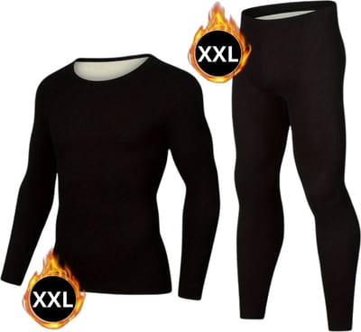 Bovista Thermokleding Set - Thermobroek - Thermoshirt - Thermo - Beenverwarmers - Voor Heren - Fleece - Broek + Shirt - Zwart - Maat XL