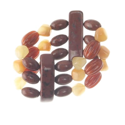 Behave - kralenarmband bruin mix - retro vintage stijl - 15,5 cm