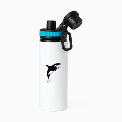 Hacebo® - Orca's waterfles met draaidop blauw - Vissen - Dieren liefhebbers - Zeedieren - roofdieren - water fles - 850ML