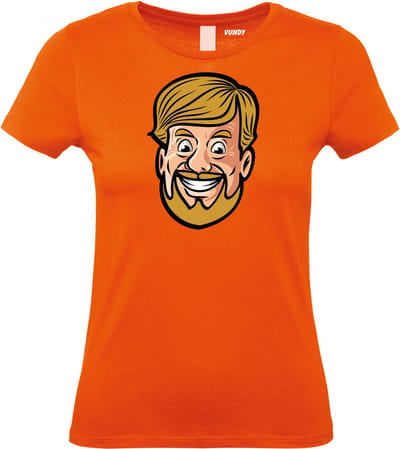 Dames t-shirt Willy Cartoon | Koningsdag kleding | oranje t-shirt | Oranje dames | maat XS