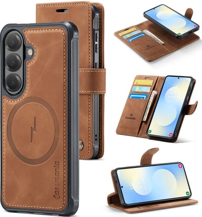 Casemania Hoesje Geschikt voor Samsung Galaxy A27 - Sienna Brown - Kunstleer 2 in 1 Afneembare Bookcase - Geschikt voor MagSafe - Magnetische Telefoonhoesje met Pasjeshouder en Standaardfunctie