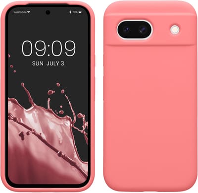 kwmobile telefoonhoesje geschikt voor Google Pixel 8a - Hoesje met siliconen coating - Smartphone case in Pastelkleurig koraal
