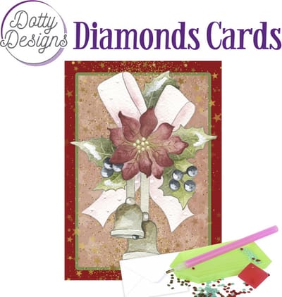 Diamond Painting Dotty Design Diamonds Cards | Christmas Bells with Red Flower