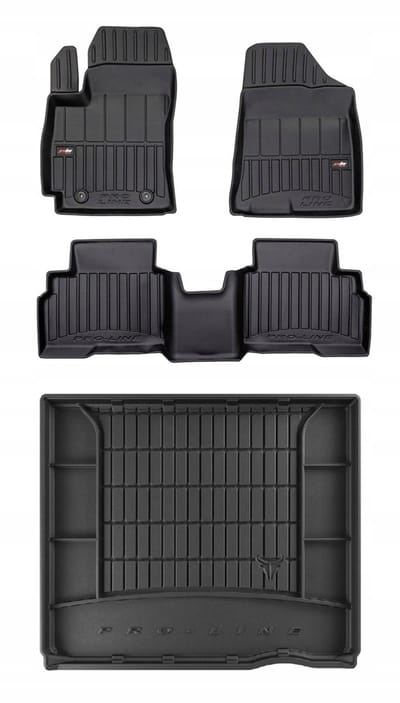 Frogum ProLine Voordeelset - Premium Automatenset + Kofferbakmat - Geschikt voor Hyundai Kona II (vanaf 2022) - Hybride - Hoge laadvloer - TPE Rubber - Zwart