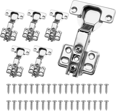 6 Stuks Pot Scharnieren met Schroeven - 110° Hydraulische Scharnieren voor Keuken- en Kasten Deuren, Soft Close Mechanisme, Ideaal voor Meubels en Kasten
