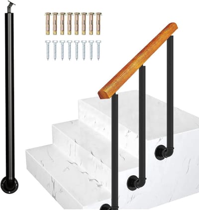 Trapleuning Set - Piket Steun - Veiligheid Bieden - 270° Verstelbaar - 110 cm - Zwart