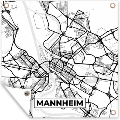 Tuin poster Mannheim - Kaart - Stadskaart - Plattegrond - 200x200 cm - Tuindoek