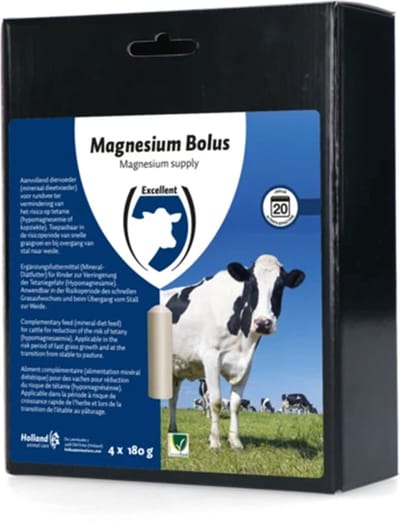 Excellent Magnesium bolus - 4x180 g - Vermindering risico tetanie - Aanvullend diervoeder - Rundvee - Magnesium