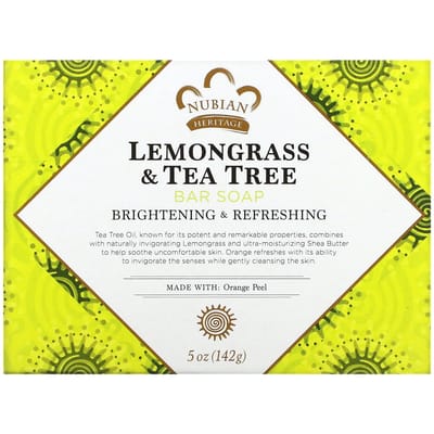 Nubian Heritage, Lemongrass & Tea Tree Soap Bar, 5 oz (142 g) yellow