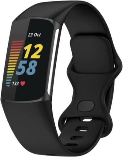 MY PROTECT - Siliconen Bandje - Geschikt Voor Fitbit Charge 5 / Fitbit Charge 6 Siliconen Bandje Horlogeband / Polsband / Armband - Zwart