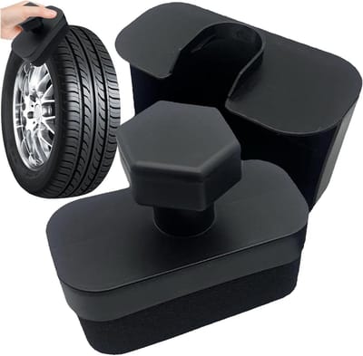 Bandenglans Applicator - Polijstspons Banden - Banden Onderhoud - Gelijkmatige Vloeistofverdeling - 16x13x8cm - Zwart