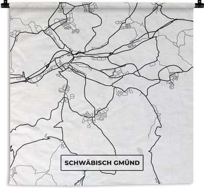Wandkleed - Wanddoek - Schwäbisch Gmünd - Stadskaart - Plattegrond - Kaart - 180x180 cm - Wandtapijt