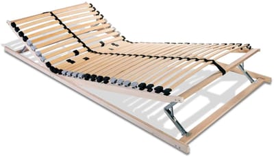 Coemo 7-zones lattenbodem Ergo KF 90x200 cm met verstelbaar hoofd- en voetgedeelte, voorzien van 28 flexibele latten, instelbare stevigheid en middenband voor drukverdeling