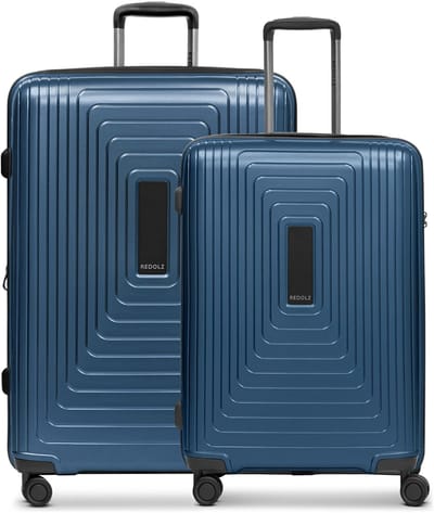 Redolz Essentials 14 Kofferset met 4 wielen, M+L, met uitbreidingsplooi - Harde bagage - TSA slot - dark blue metallic