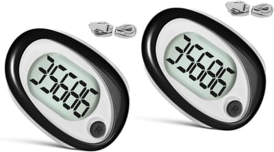 Stappenteller met Clip - Gezondheidsmonitor - Activiteit Bijhouden - Intuïtieve Bediening - 2 Stuks - Zwart