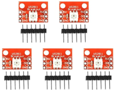 Allecto - LED Breakout Module - RGB LED Module - Met WS2812S Chip - 5 Stuks - Geschikt voor Arduino - RGB Kleuren - Voor creatieve projecten