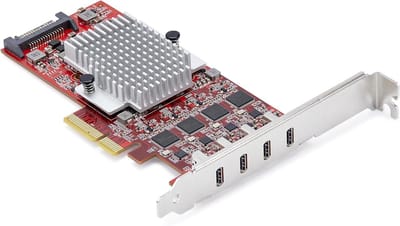 PCIe USB-C Kaart - USB Uitbreidingskaart - Snelle Data Overdracht - Vier Onafhankelijke Controllers - 4 Poorten - Zwart