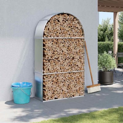 vidaXL - Haardhoutopslag - 120x45x210 - cm - gegalvaniseerd - staal - zilverkleur