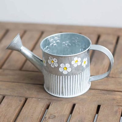 Gieter - Metalen Emmer - Bloempot met Madeliefjesmotief - Metalen Blikken Emmer voor Huisdecoratie - Bruiloft - Raamdecoratie
