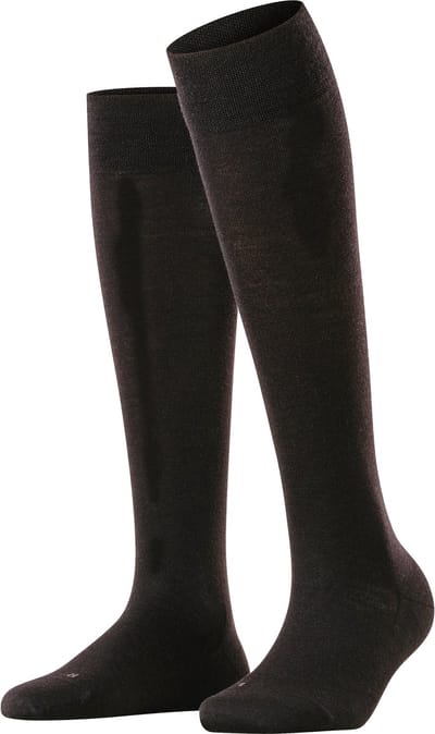 FALKE Sensitive Berlin drukvrije comfort tailleband wol katoen kniekousen dames zwart - maat 39-42