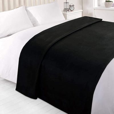 Zwart fleece deken voor bank of camping - 120 x 150 cm