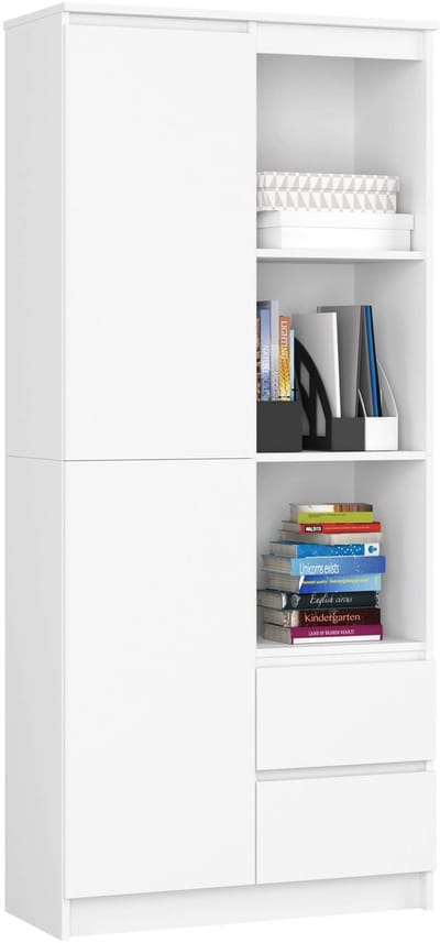Kantoorkast R11 R80 met 2 Lades en 1 Deur / AKORD Furniture Factory / Wit / 80 x 180 x 35 cm