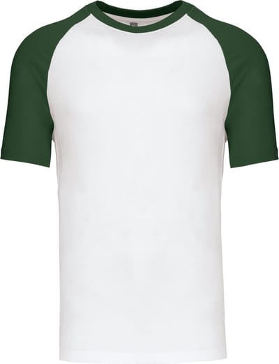 Kariban Baseball - Tweekleurig t-shirt K330 - White / Forest Green - L