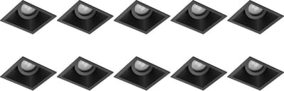 Spot Armatuur 10 Pack - Pragmi Zano Pro - GU10 Inbouwspot - Vierkant - Zwart - Aluminium - Kantelbaar - 93mm