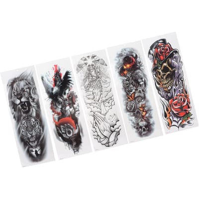5 Pièces Grand Autocollant Tatouage Bras Temporaire Imperméable Faux Tatouages Autocollants pour Femmes Hommes