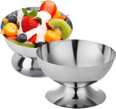 longziming -Stapelbare Roestvrijstalen Dessertbeker - Dessertbeker - Voor Ijs En Sorbet - Roestvrijstaal - Stapelbaar En Vaatwasmachinebestendig - 2 Stuks