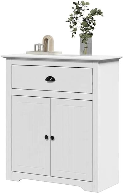 Gangkast Opbergkast - Halkast Ladekast - Hal Inrichting - Massief Grenenhout - 80x35x90 cm - Wit